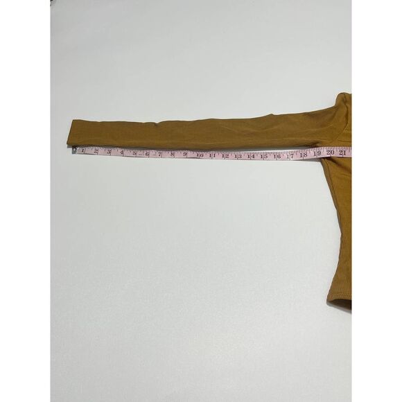 Goldsign The Rib Deep Bodysuit NWT Long Sleeve‎ Golden Yellow Ochre Small - Picture 8 of 16
